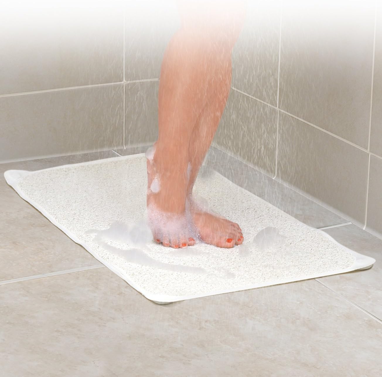 Huji Drain Away Slip-Resistant Shower Mat with 10 Super Suction Cups for Shower or Bathroom - Great for The Elderly and Children (1): Kitchen & Dining
