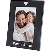 MIMOSA MOMENTS Black Picture Frame for 4x6 photo with Heart Ornament (Silver Heart, Daddy & me)