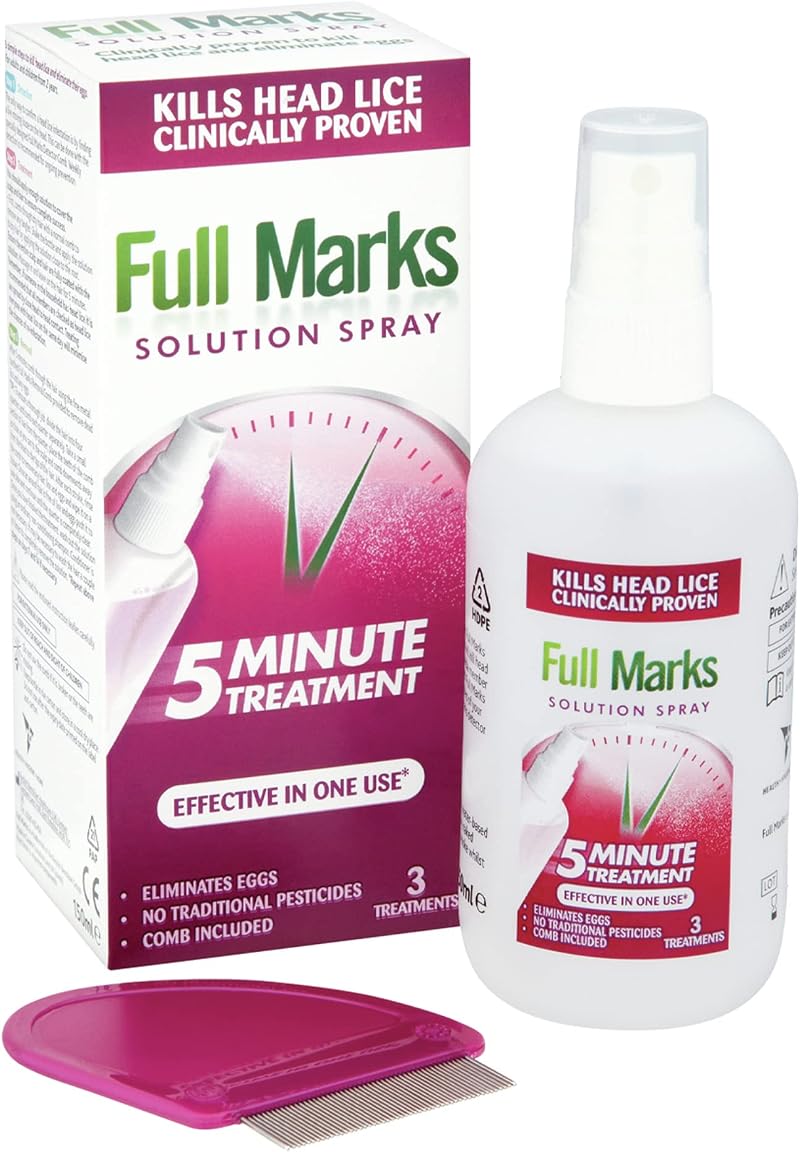 Full Marks Head Lice Solution Spray 150ml - Fast & Easy Nit Treatment