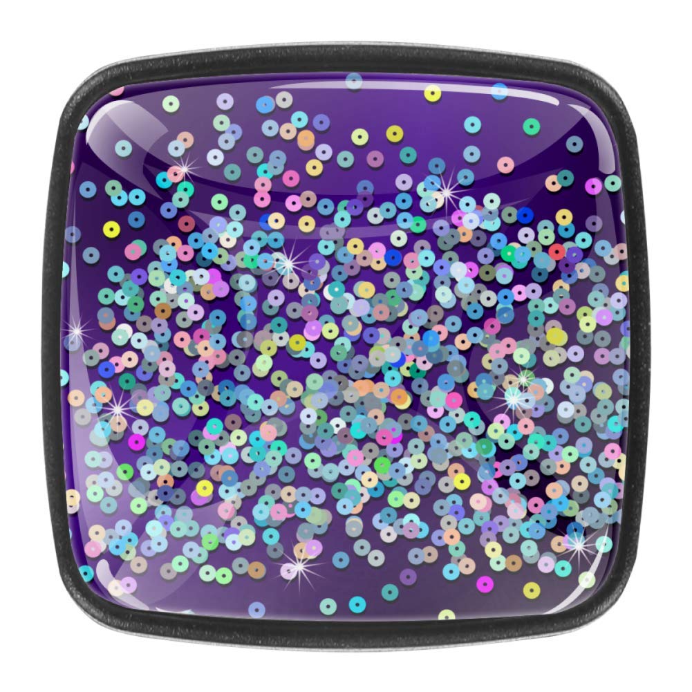 Küchenschrankknöpfe Lila runde Pailletten Nachttischknöpfe Bemalte