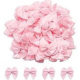 JAKOUE 1.5 Inch Light Pink Satin Bows (50 Pcs) – Pre-Tied Mini Bows for Gifts, Wedding Party Favors, DIY Crafts & Wrapping Decorations