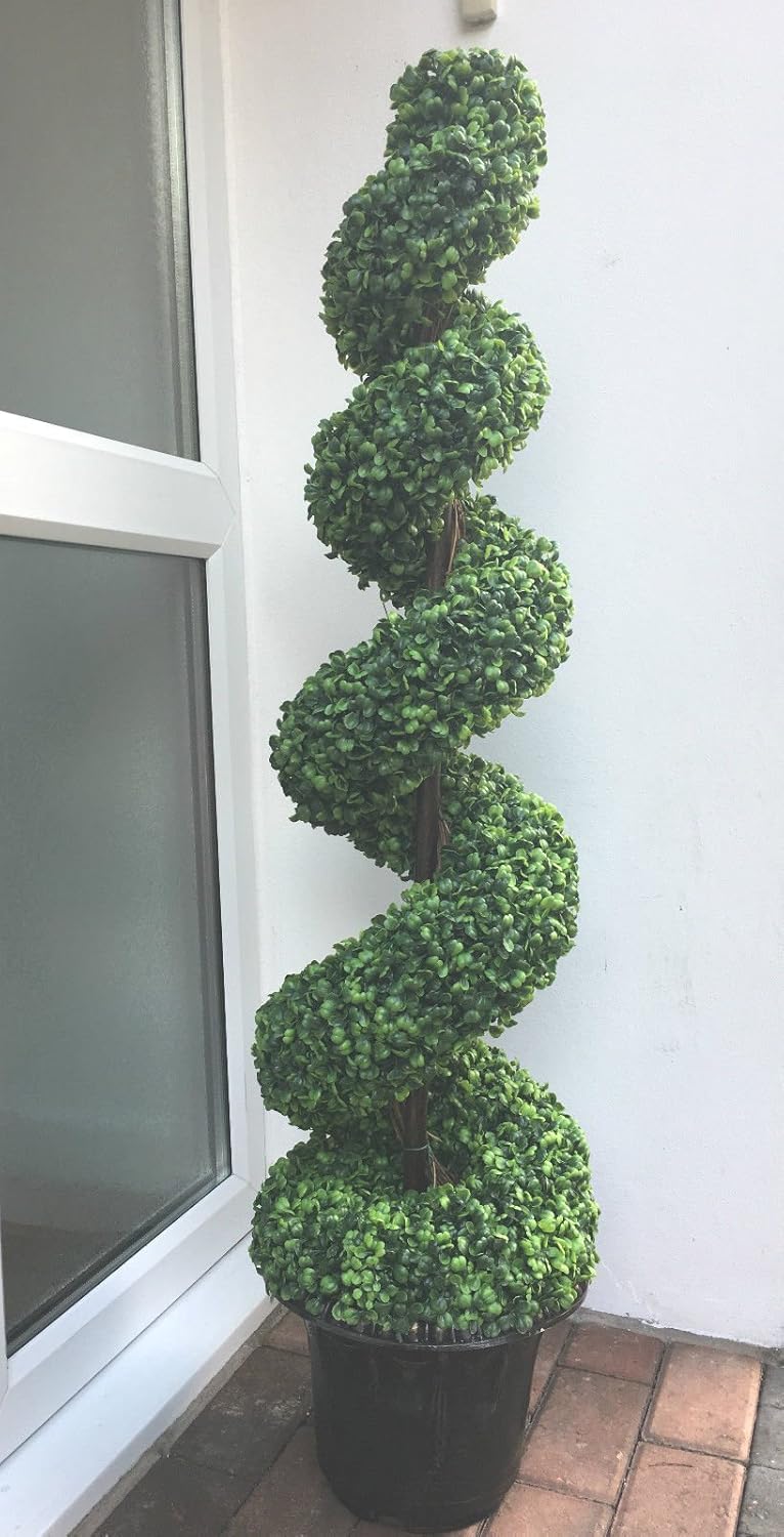 Spiral 120cm Realistic Large Potted Topiary Tree Indoor Outdoor Artificial Plant Amazon Co Uk Garden Outdoors