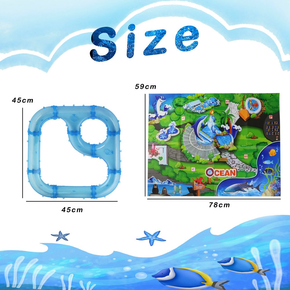 Water Play Table Toy Fishing Game Splash Waterpark with Accessories and Music Shine for Kids 3+, 30*29*17cm, Small Size