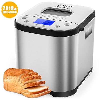 Bread Maker [2019 Upgraded] - Automatic 2LB Bread Machine with Sugar Free Setting, Fully Stainless Stee Bread Maker 15 Programs, 3 Sizes &amp; 3