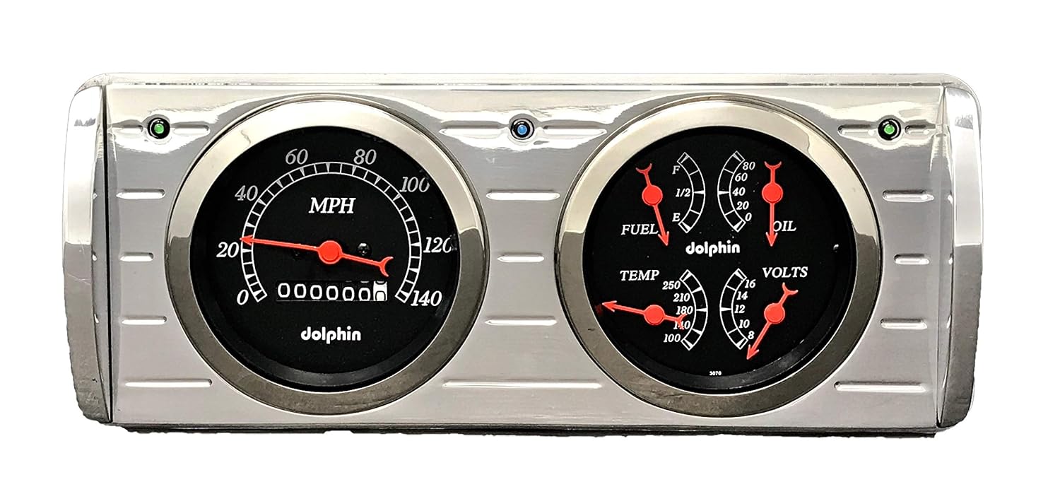 Dolphin Gauges 1940 Ford Car 3 3/8 Quad Style Mechanical Gauge Dash Panel Insert Black
