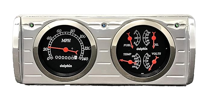 Dolphin Gauges 1940 Ford Car 3 3/8 Quad Style Mechanical Gauge Dash Panel Insert Black