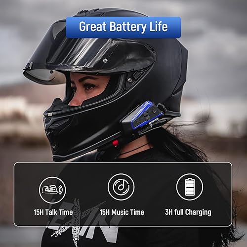 LEXIN B4FM Motorcycle Bluetooth Headset, 10 Riders Helmet