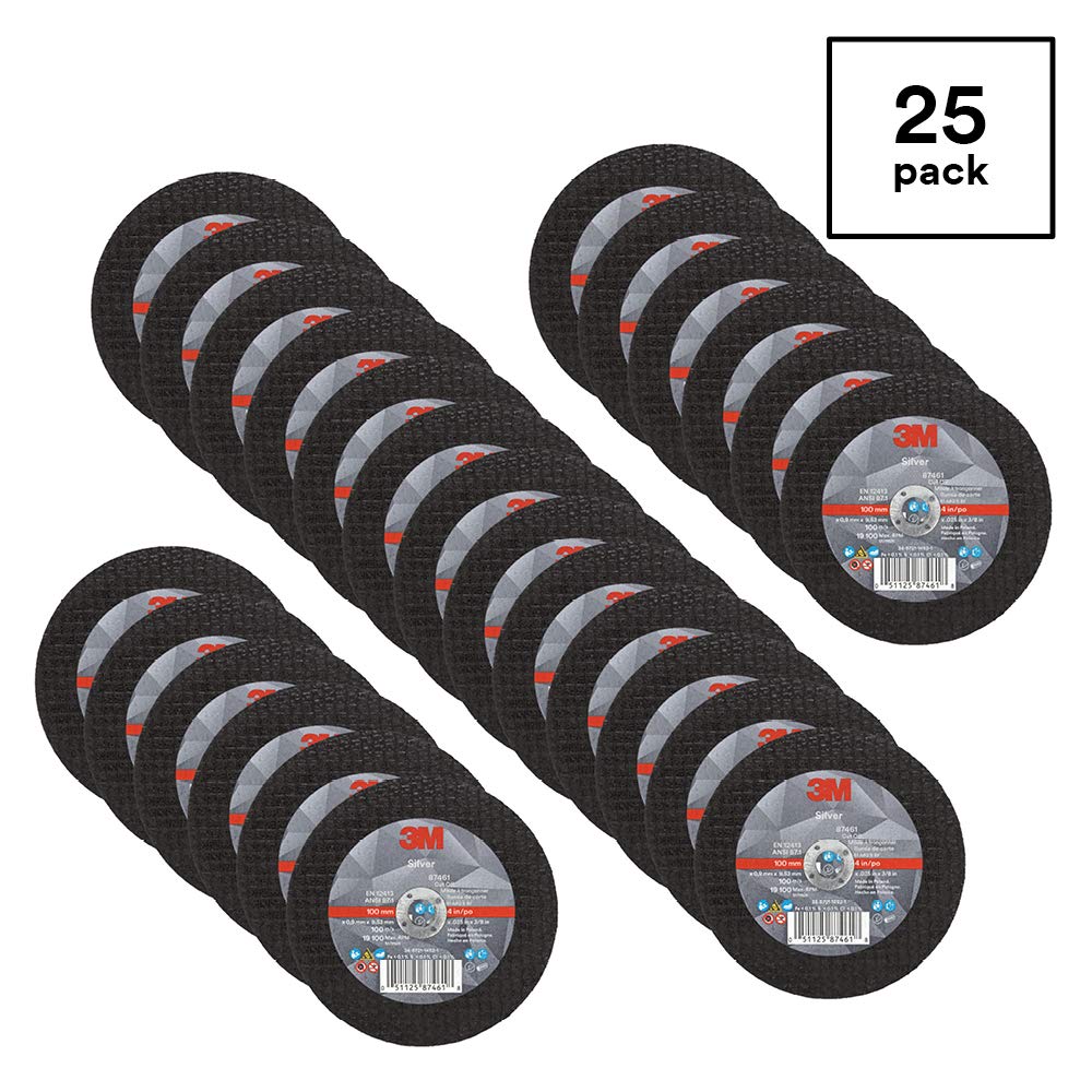3M Silver Cut-Off Wheel - Type 1 Metal Cutting Wheel - For Angle Grinder or Cut-Off Tool - 4" x .035" x 3/8" Arbor Hole - 87461: Industrial & Scientific
