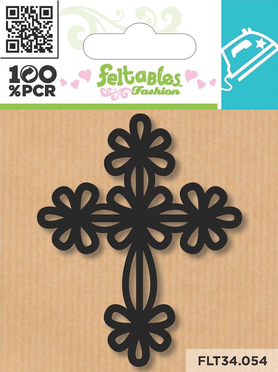 Feltables Mini Silhouette Iron On Embellishments 1/Pkg-Black Cross