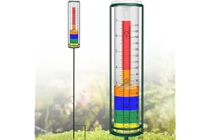 MISAWCE Rain Gauge Outdoor, Glass Rain Gauge Outdoor Best Rated, Rain Gauge for Yard with Metal Stake, Decorative for Garden, Deck, Lawn, Landscape