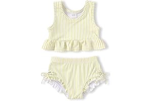 HAPPYMA Baby Swimsuit Toddler Girl Bathing Suit Summer Stripe Bikini Set Beach Two Piece Swim Wear