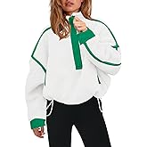 Panadila Womens Half Zip Sherpa Fleece Pullover Soft Oversized Sweatshirt with Pockets Warm Fuzzy Sweater