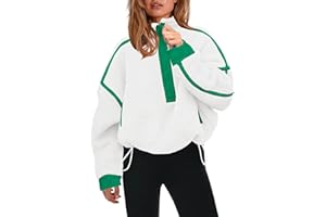 Panadila Womens Half Zip Sherpa Fleece Pullover Soft Oversized Sweatshirt with Pockets Warm Fuzzy Sweater