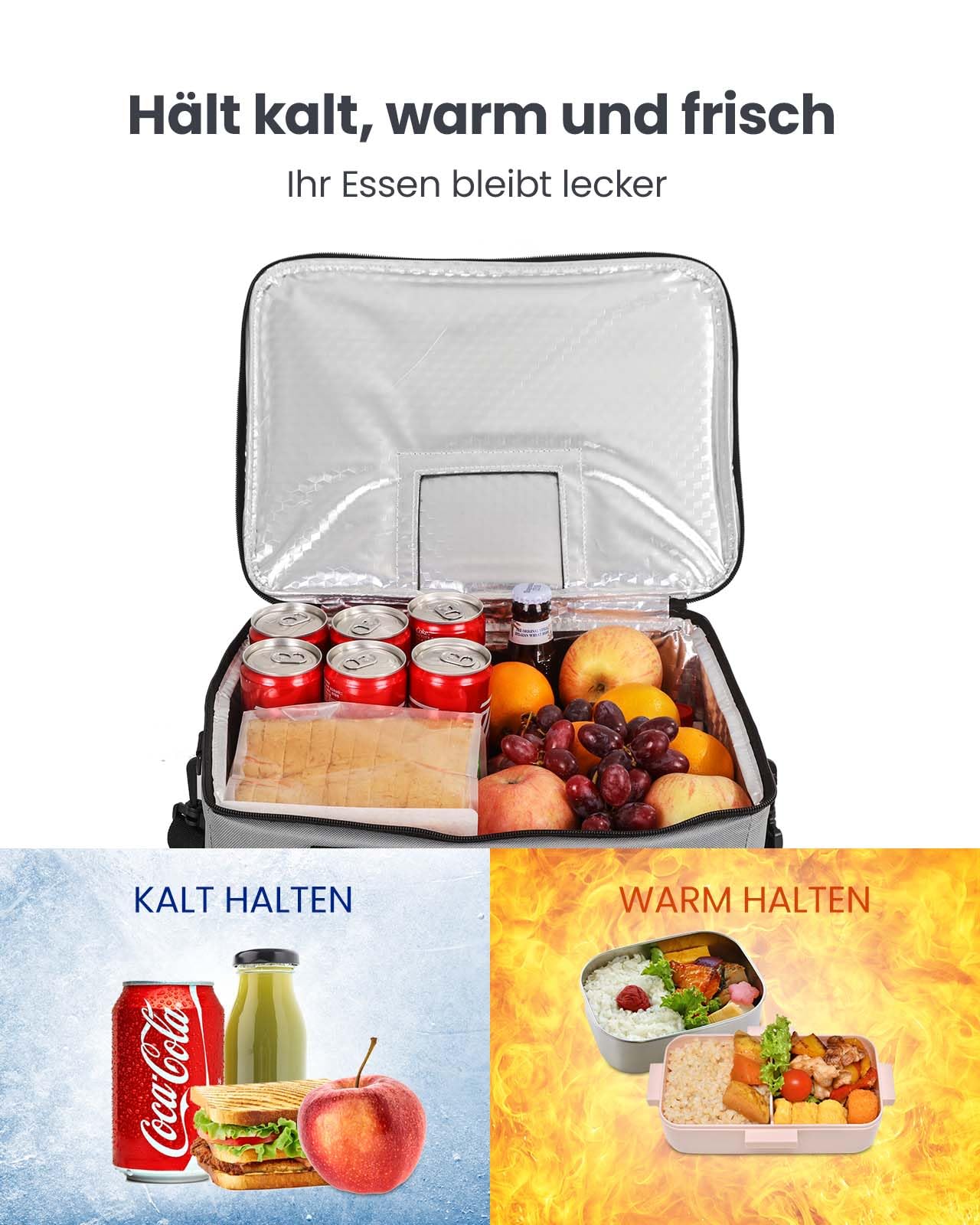 Kollea Kühltasche - 30L Picknicktasche - Isoliertasche - Lunchtasche Hält warm und kalt, Auslaufsicher, Mit Tragegurten, Mehrere Taschen - Ideal für Reisen, Camping, Grillen, Lebensmitteltransport 4