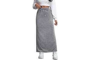 SOFIA'S CHOICE Women's Drawstring Midi Skirts High Elastic Waist Skirt