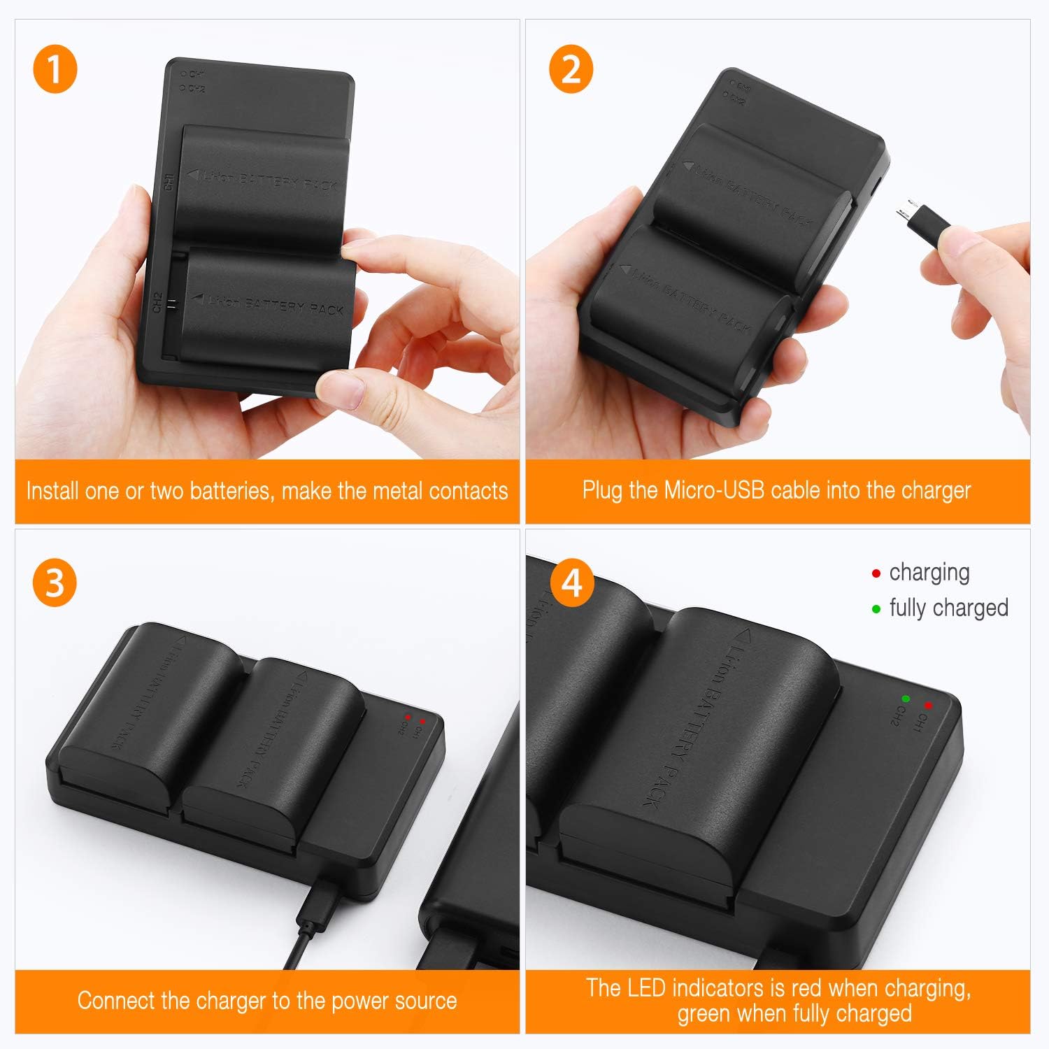 LP-E6 LP E6N Replacement Camera Batteries and Rapid Dual Charger Set for Canon EOS 5D Mark II, III, IV, 5DS, 5DS R, 6D, 60D,6D Mark II, 7D, 7D Mark II,70D, 80D: Home Audio & Theater
