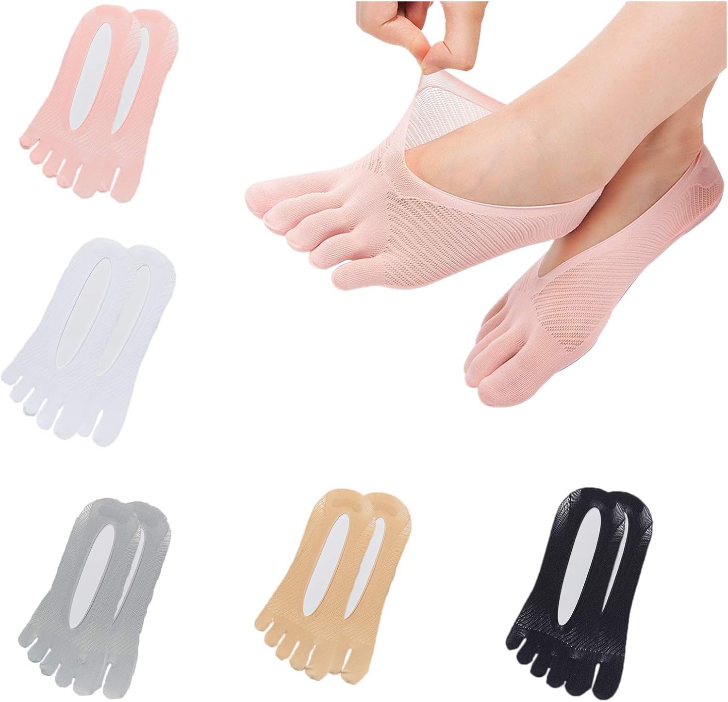 (5 pairs)Orthopedic Compression Socks, Ultra Low Cut Liner with Gel Tab