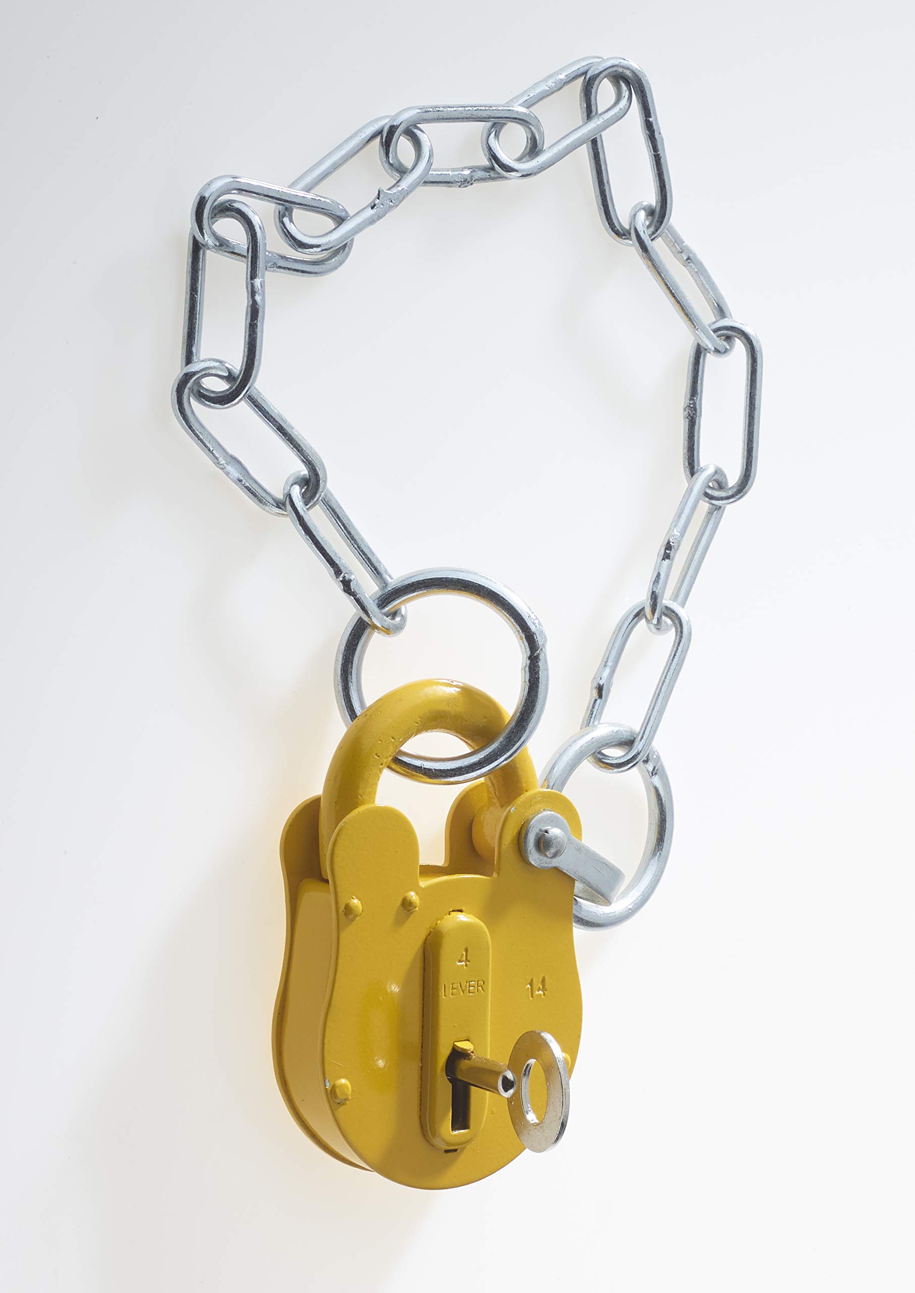 FB14 Yellow Chain Type London Fire Brigade Padlock Supplied with 1 Key