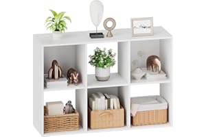 Sweetcrispy 6 Cube Storage Organizer - Open Cube Bookshelf with 3 Removable Back Panels, Display Storage Bookcase for Living Room, Bedroom, Entrance Hall, Home Office，36" L×11.6" W×24" H, White