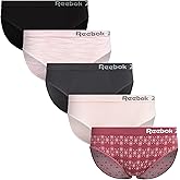 Reebok Womens Bikini Underwear - 5 Pack Soft Stretch Performance Tag Free Briefs Bikini Panties Seamless Underwear for Women