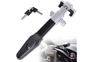 Hoqqf Steering Wheel Lock with Alarm,Heavy-Duty Anti-Theft Security Device for Cars Trucks & SUVs,Includes 2 Keys (Black)