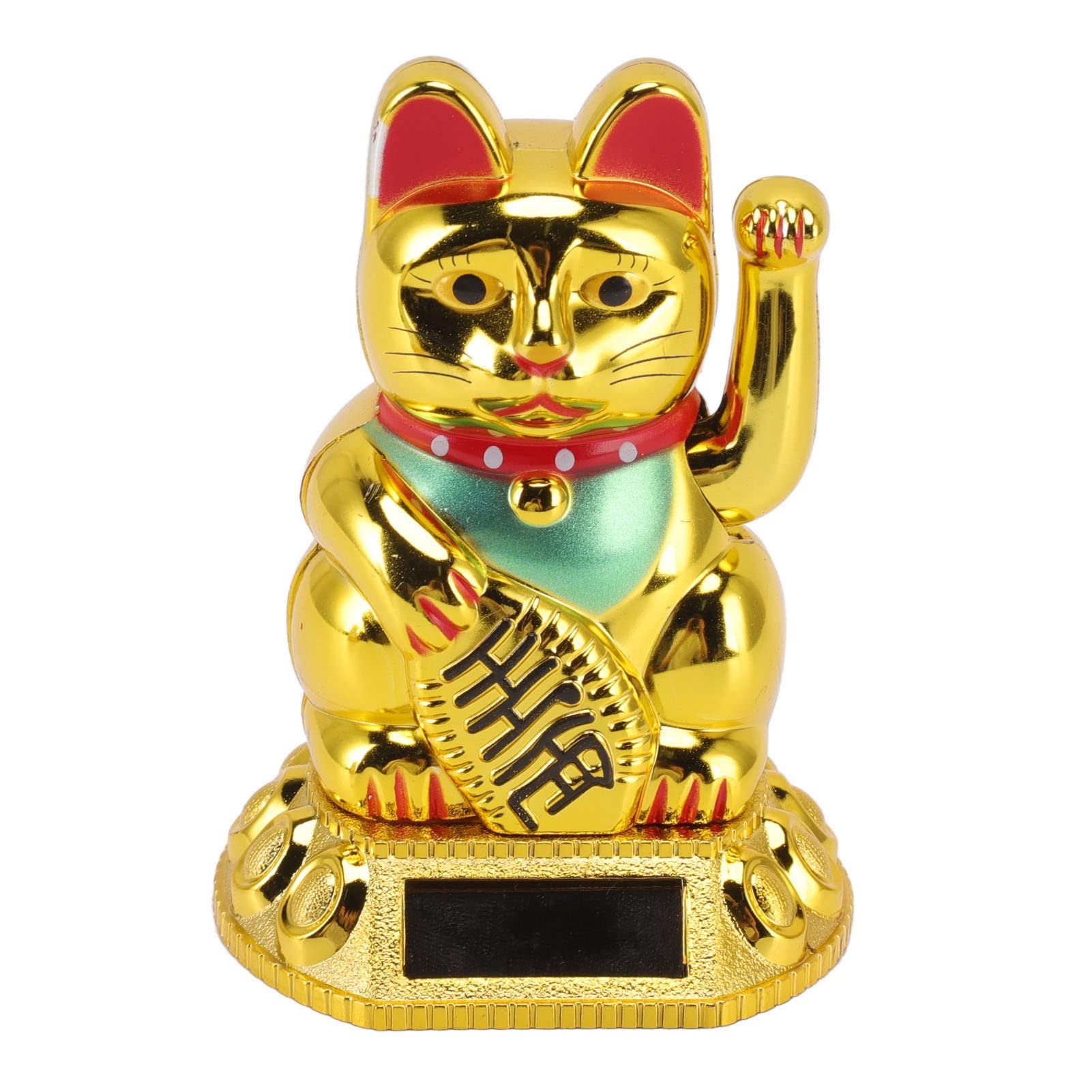 Fockety Solar Powered Waving Cat, Lucky Cat Statue, Gold, Cultural, Solar-Powered Waving Arm, Decorative Display, Gift-Giving