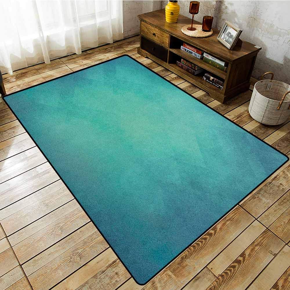 NonSlip Rug,Teal,Retro Inspired Grunge Style Abstract Pattern Vintage