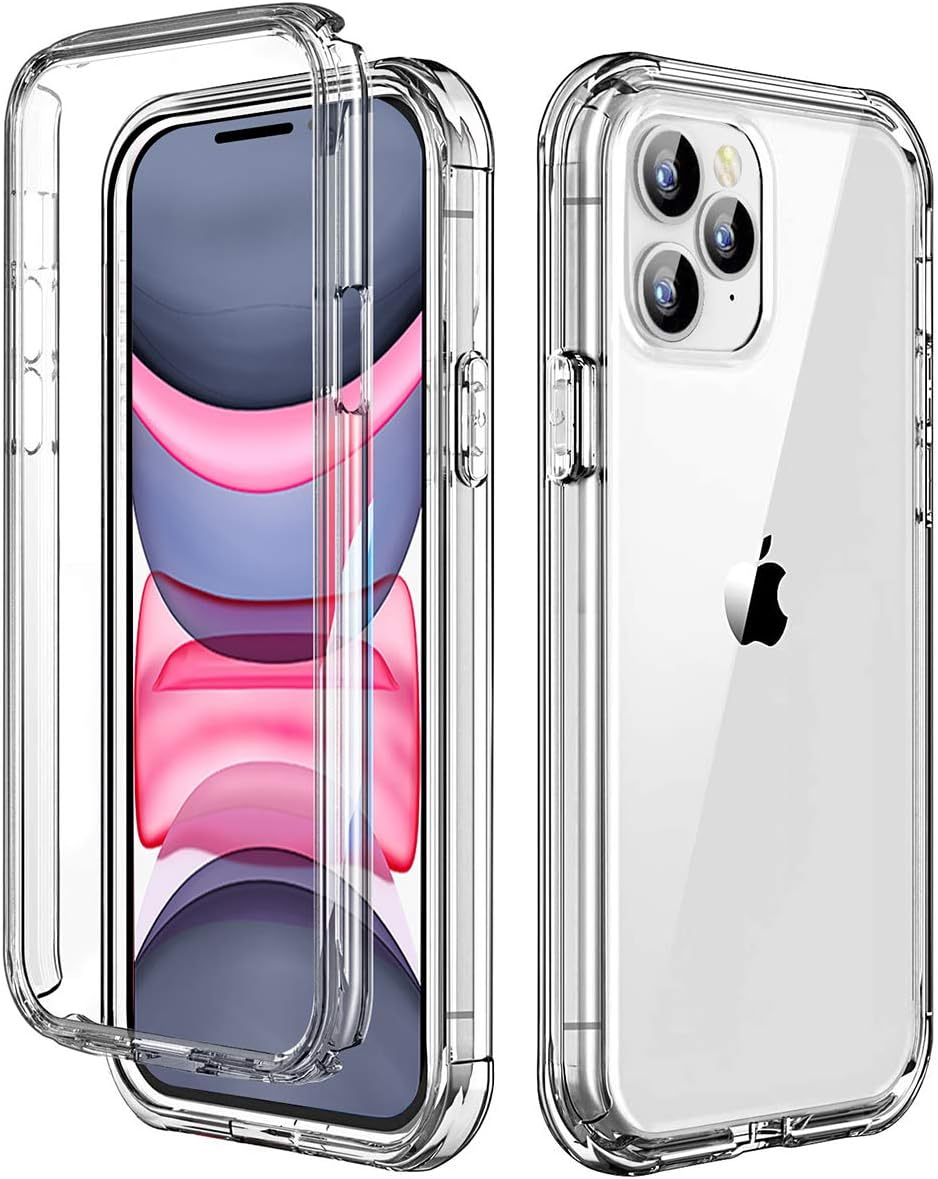 AICase iPhone 12 pro/iPhone 12 Transparent 360 Military Grade Shockproof PC Protective Case Bumper Cover for iPhone 12 pro/12 Clear 6.1 inch 2020