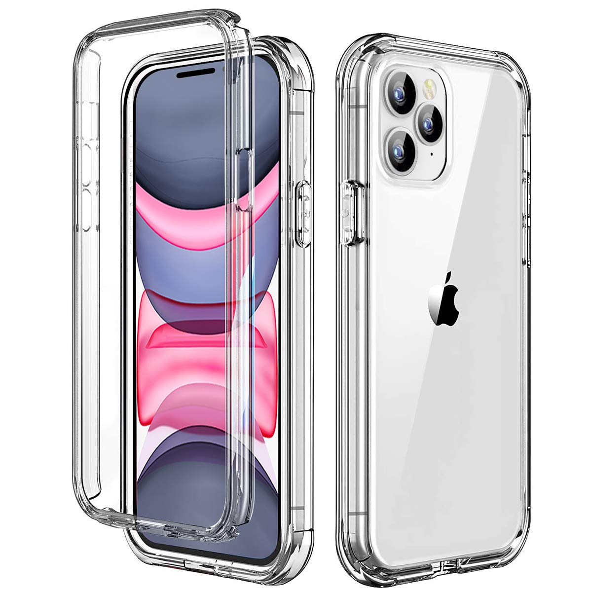 AICase iPhone 12 pro/iPhone 12 Transparent 360 Military Grade Shockproof PC Protective Case Bumper Cover for iPhone 12 pro/12 Clear 6.1 inch 2020