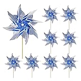 10 Pack Reflective Pinwheels for Yard and
