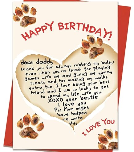 Emily Gift Geburtstagskarte Für Hunde-Väter – ‚Best Dog Dad Ever‘, 12,7 X 17,8 Cm – Inkl. Umschlag