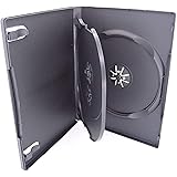 10 Pack Maxtek Standard 14mm Black 3 Disc CD & DVD Cases with Hinged Flip Tray and Outer Clear Sleeve.
