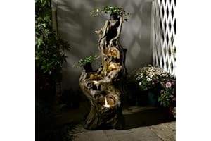 SERBILHOME Large Indoor Water Fountains - 39.93inch Tree Trunk Fountains Garden Durable Resin Material, 5-Layered Yard Waterfall Perfect for Floor Patio, Backyard and Home Art Deco