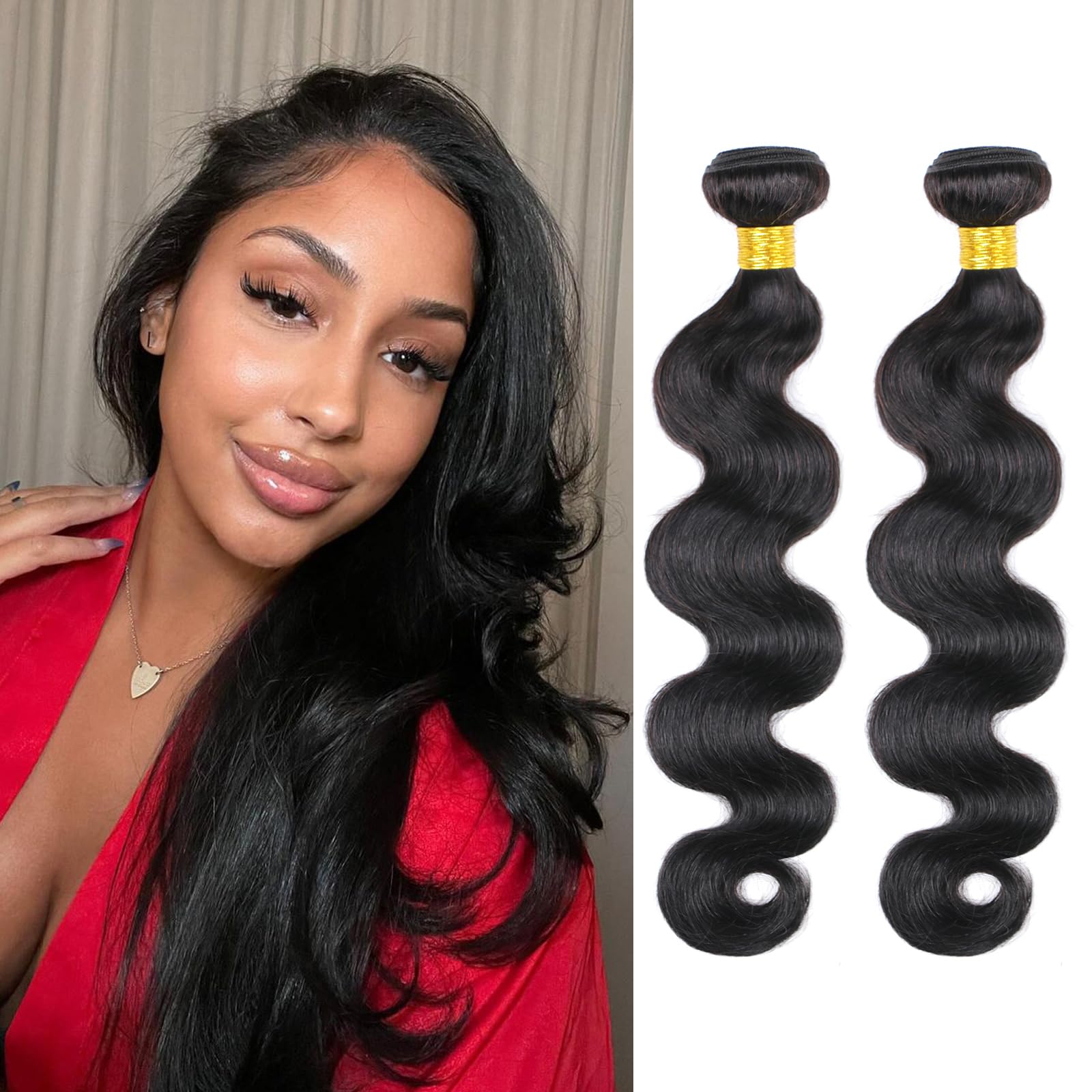 DaiMer Human Hair Body Wave Bundles 22 24 Inch 12A Brazilian Hair 100% Unprocessed Virgin 2 Bundles Weave Extensions Natural Color