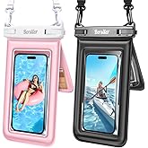 Floating Waterproof Phone Pouch - 2 Pack IPX8 Waterproof Phone Bag with Double Space, Waterproof Phone Case with Lanyard for iPhone 17 16 15 14 13 Pro Max Galaxy S24+ S23, Beach Cruise Ship Essentials