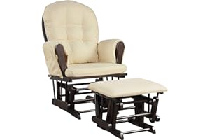 DORTALA Nursery Glider with Ottoman, Rocking Chair & Ottoman Set w/Detachable Padded Cushion, Storage Pocket, Rocker Nursery 