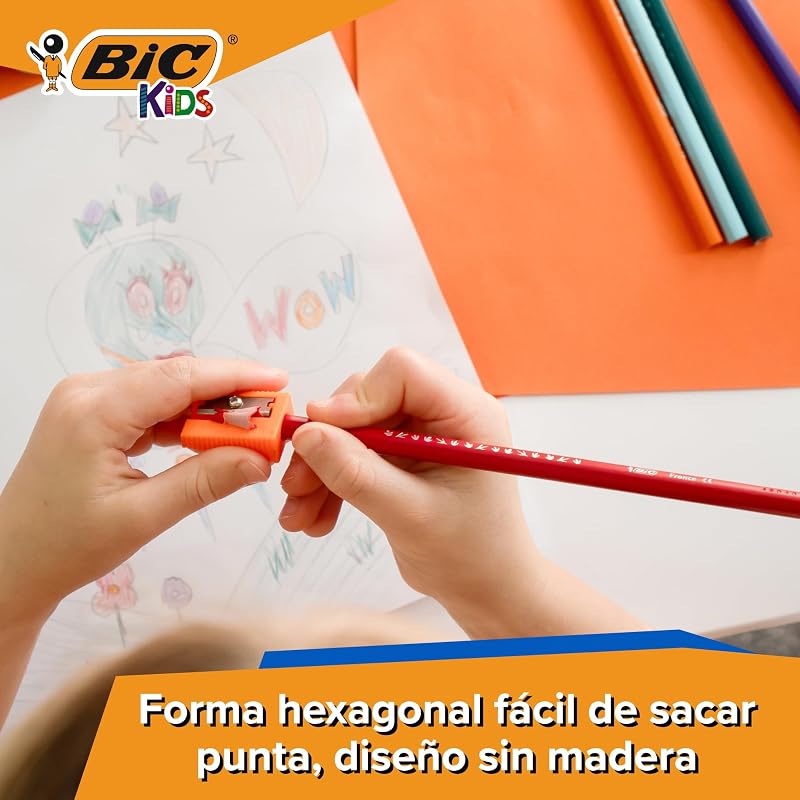 Lápis de cor bic kids para crianças, ideal para material escolar, tropicolors, cores sortidas, 2,9 mm, embalagem blister de 24