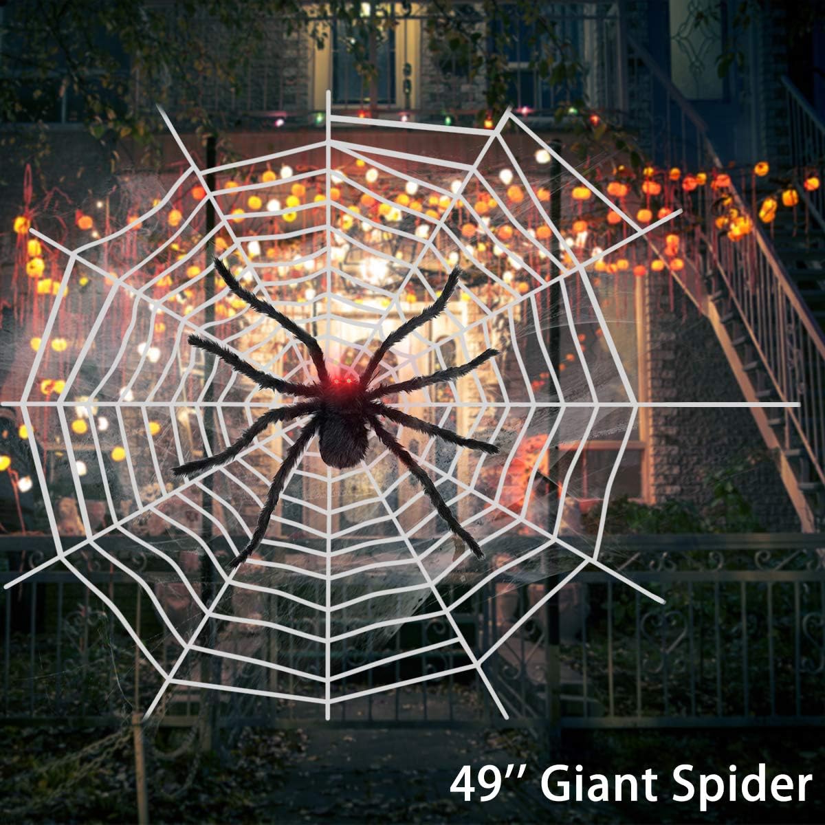 Halloween Spider Decorations, 4.1ft Scary Giant Spider with Red LED Eyes and Spooky Sound, 20pcs Small Plastic Spiders + 12ft Spider Web + 200sqft Cobwebs for Halloween Decor Outdoor, Indoor, Yard: Home & Kitchen