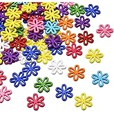 SOFPLATE 80Pcs Hollow Flower Beads Large Flower Charm Beads Random Multicolor Six Petals Acrylic Floral Charms Loose Spacers for Jewelry Making Bracelets Necklaces Earrings Phone Case DIY Crafts
