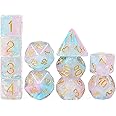 UDIXI 11 Piece Dice Set DND Polyhedral Dice Iridecent Swirls Dice for Role Playing Game Dungeons and Dragons, MTG,D&D (Pink &Cyan)