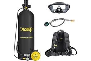 DIDEEP 4L Capacity Scuba Tank Set, Support About 40-60 Minutes Underwater Breathing Time, for Underwater Exploration Rescue, Black