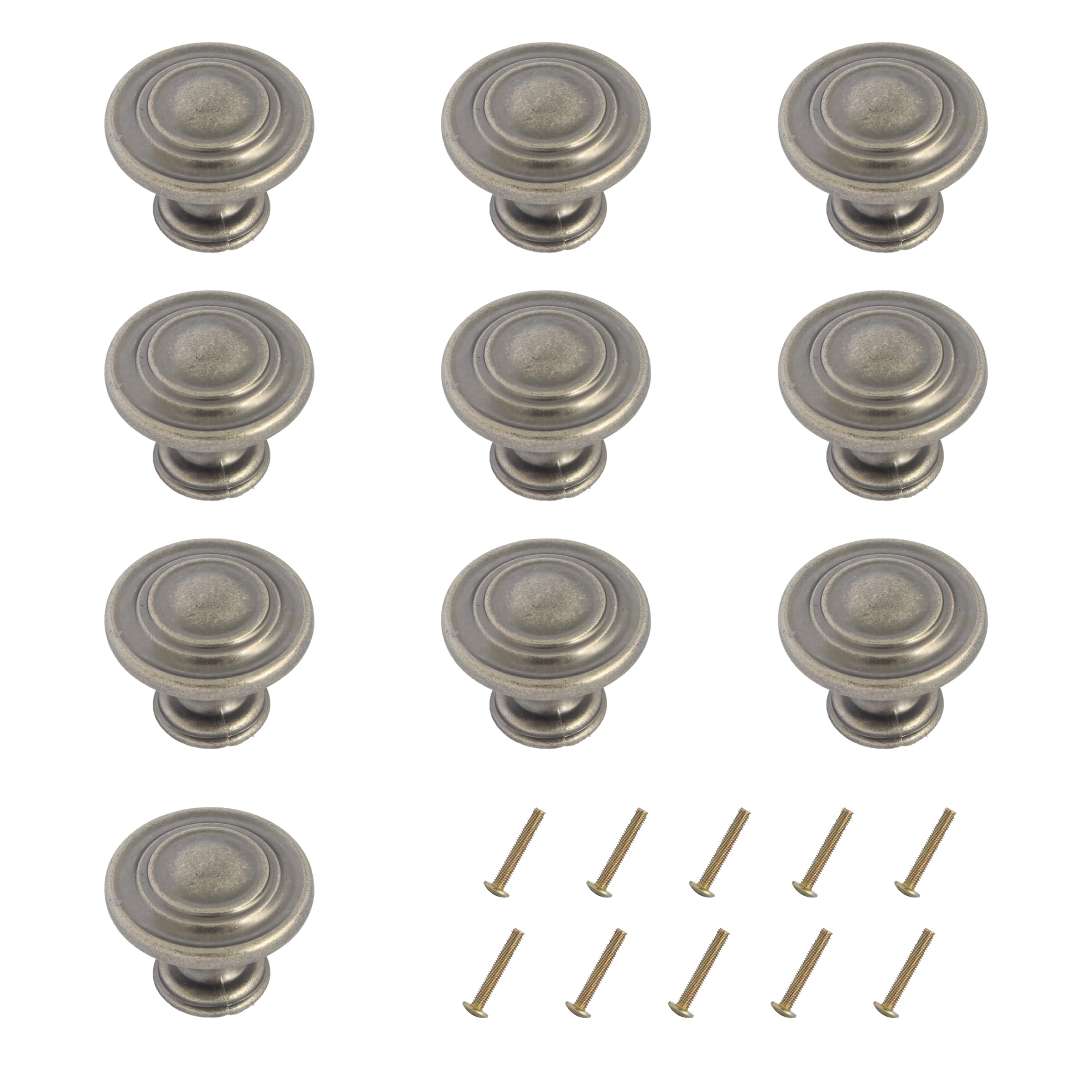 Vintage Cabinet Knobs 10 Pack Heavy Duty Vintage Pewter Round Pull Handles 32 mm Diameter Door Drawer Handle Mushroom Handles Knobs (Vintage Pewter)