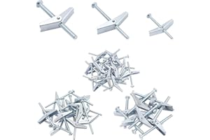 HELIFOUNER 24 Pieces Toggle Bolt and Wing Nut for Hanging Heavy Items on Drywall - 1/8 Inch, 3/16Inch, 1/4Inch