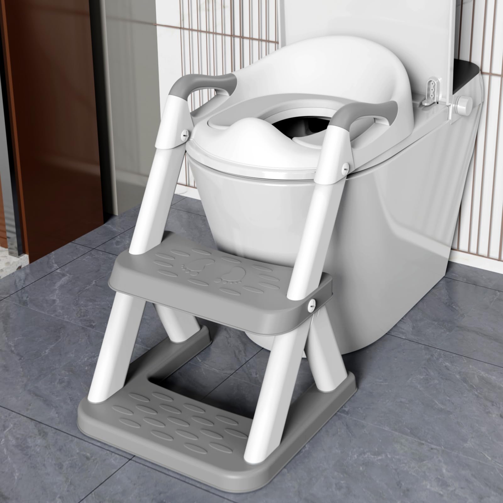 2-in-1 Potty Training Seat With Step Stool - Adjustable Height Toddler Toilet Trainer