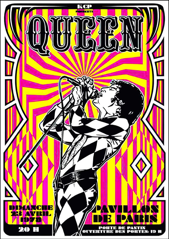 queen Retro Vintage Rock Concert Gig Poster Wall Art A4