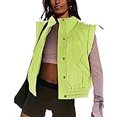 UANEO Womens Crop Vest Cropped Puffer Vest Quilted Lightweight Padded Gilet with Pockets