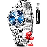 OLEVS Womens Watch Fashion Dress Diamond Female Watches for Ladies Analog Quartz Stainless Steel Waterproof Luminous Day Date Two Tone Wristwatch