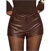 BEAUDRM Women's Y2k Faux Leather Mini Shorts Low Rise Micro Shorts Going Out Party Rave Club Skinny Hot Pants