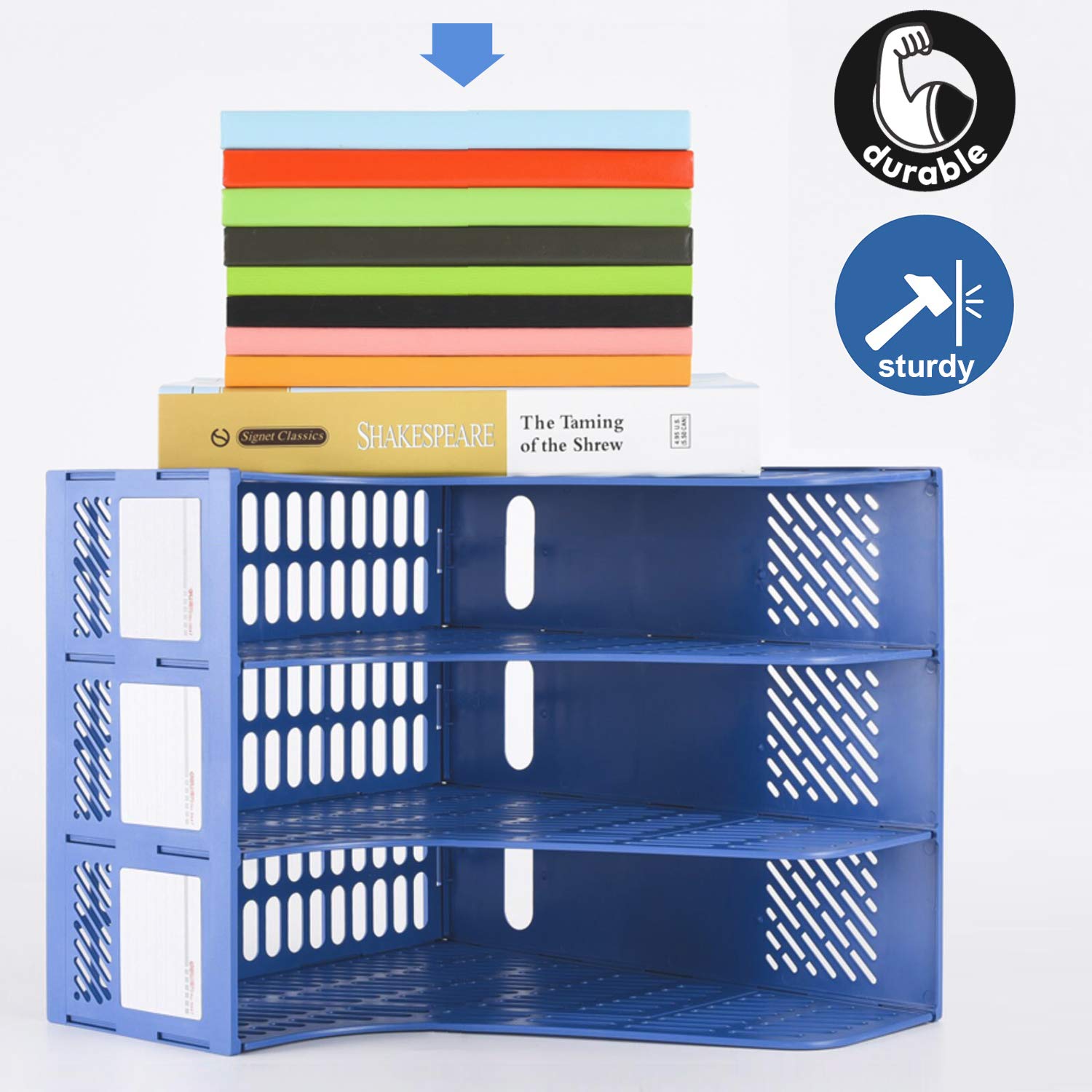 Leven Desk Organizer, Large Space Desktop File Organizer with 3 Vertical Compartments for Office Organization