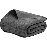 Salt Earth 100% Cotton Waffle Blanket, Queen Size 90"x92" – Lightweight All Season Throw Blanket for Couch, Bed & Bedroom, Soft Modern Cozy Cotton Blanket (Charcoal Grey)